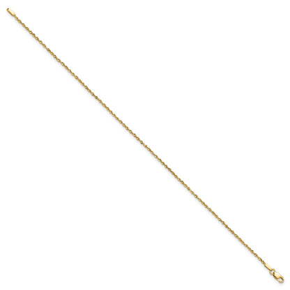 14K 8 inch 1.5mm Ultra Diamond-cut Rope with Lobster Clasp Chain