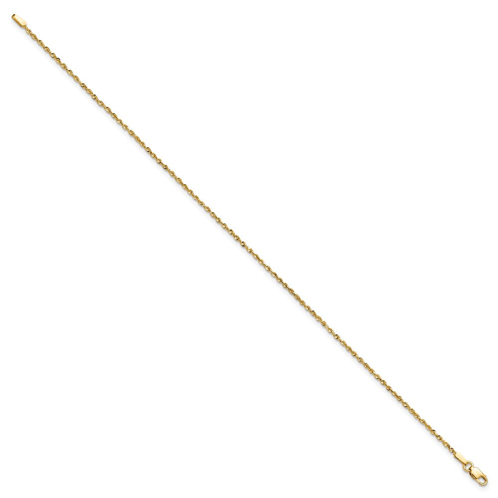 14K 10 inch 1.5mm Extra Light Diamond-cut Rope with Lobster Clasp Anklet