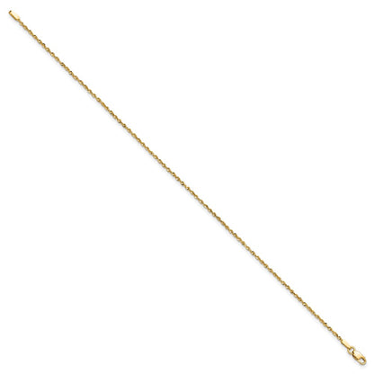 14K 10 inch 1.5mm Extra Light Diamond-cut Rope with Lobster Clasp Anklet