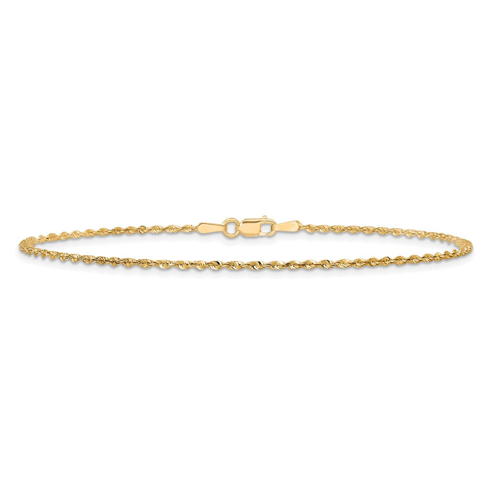 14K 10 inch 1.5mm Extra Light Diamond-cut Rope with Lobster Clasp Anklet