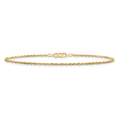 14K 10 inch 1.5mm Extra Light Diamond-cut Rope with Lobster Clasp Anklet