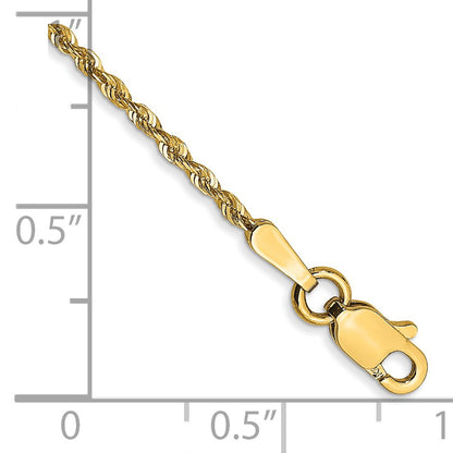 14K 8 inch 1.5mm Ultra Diamond-cut Rope with Lobster Clasp Chain