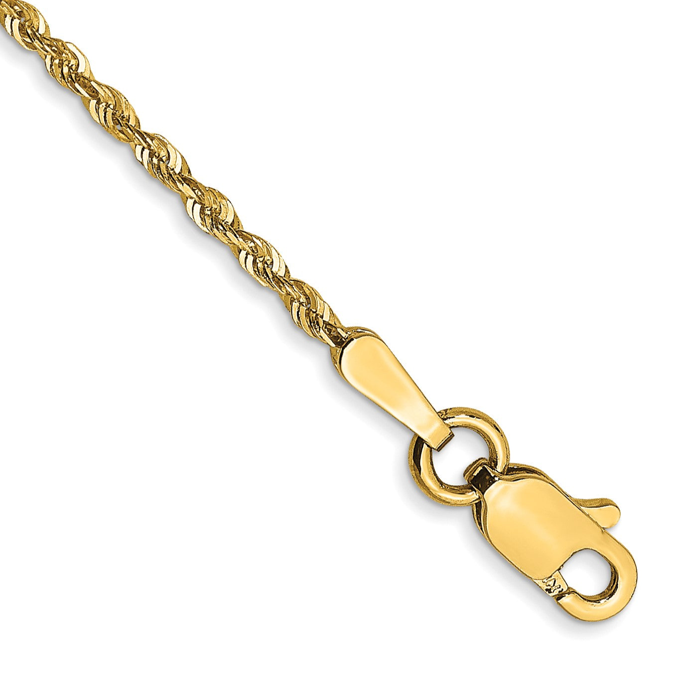 14K 7 inch 1.5mm Ultra Diamond-cut Rope with Lobster Clasp Chain