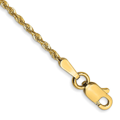 14K 8 inch 1.5mm Ultra Diamond-cut Rope with Lobster Clasp Chain