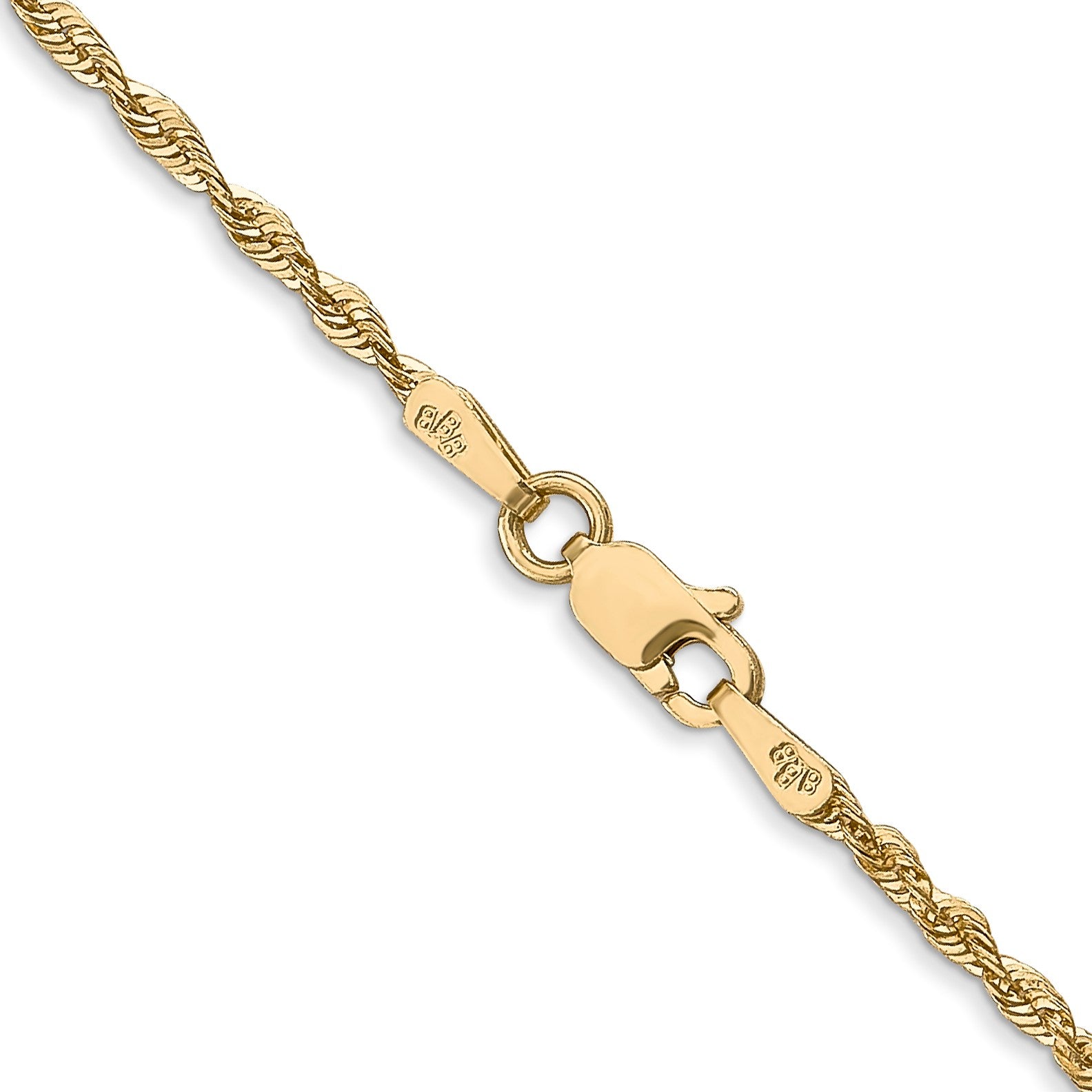 14K 18 inch 1.8mm Ultra Diamond-cut Rope with Lobster Clasp Chain