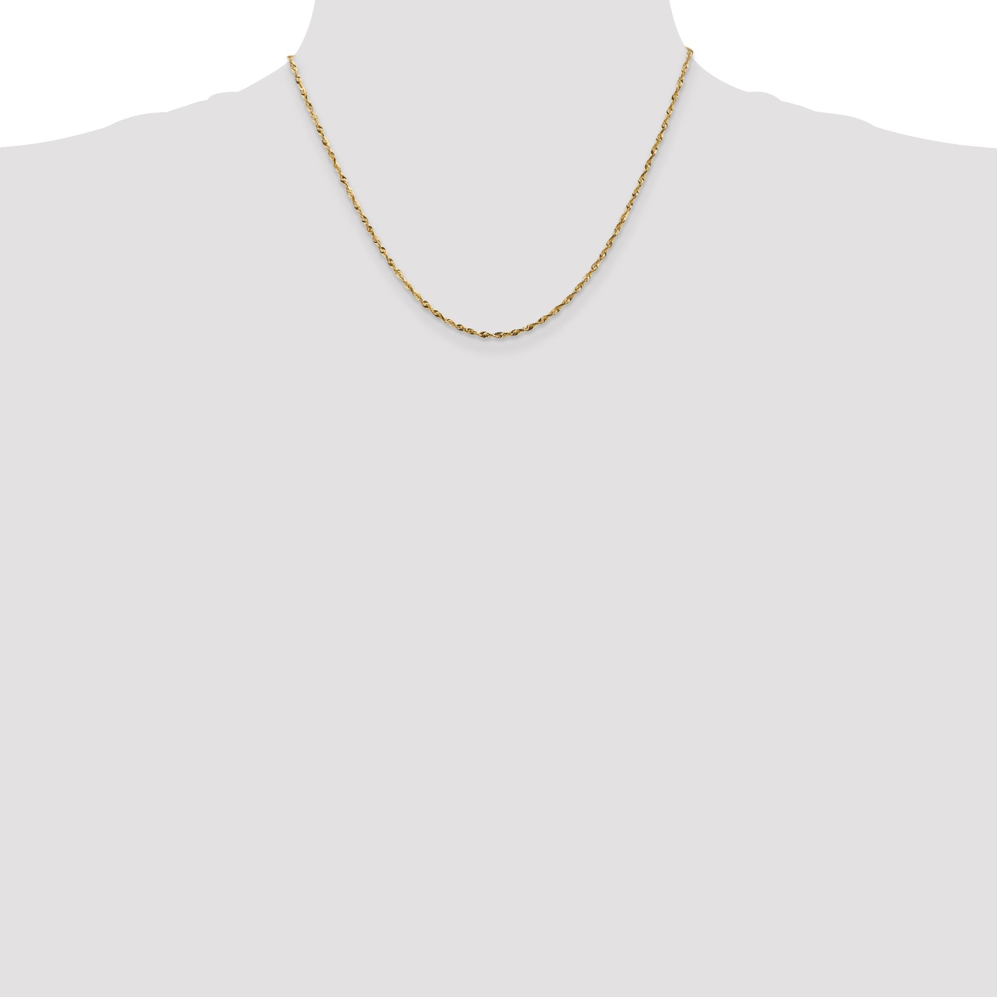 14K 18 inch 1.8mm Ultra Diamond-cut Rope with Lobster Clasp Chain
