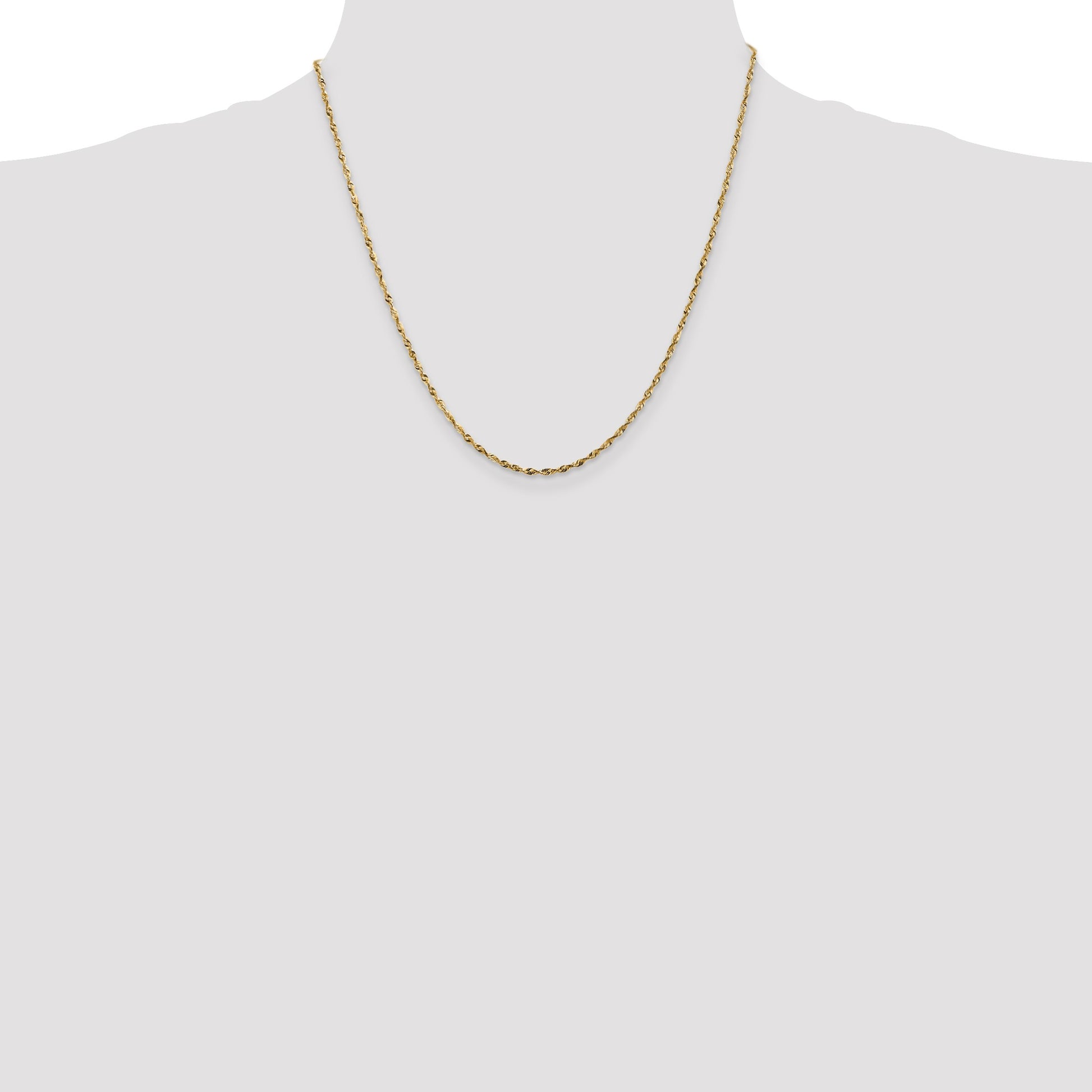 14K 20 inch 1.8mm Ultra Diamond-cut Rope with Lobster Clasp Chain