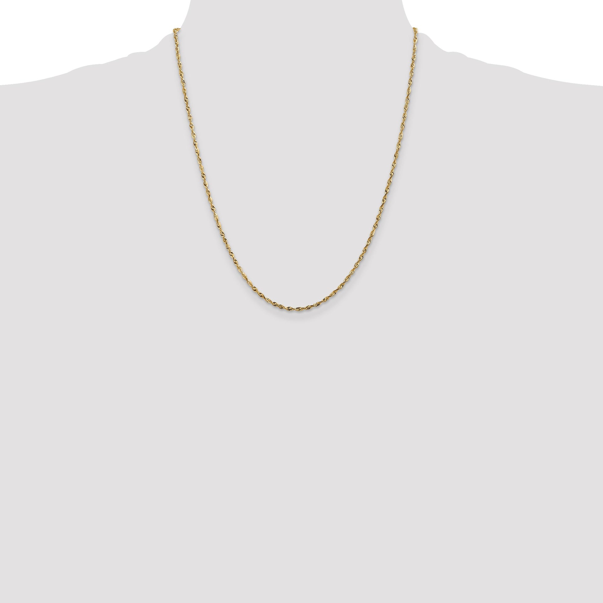 14K 22 inch 1.8mm Ultra Diamond-cut Rope with Lobster Clasp Chain