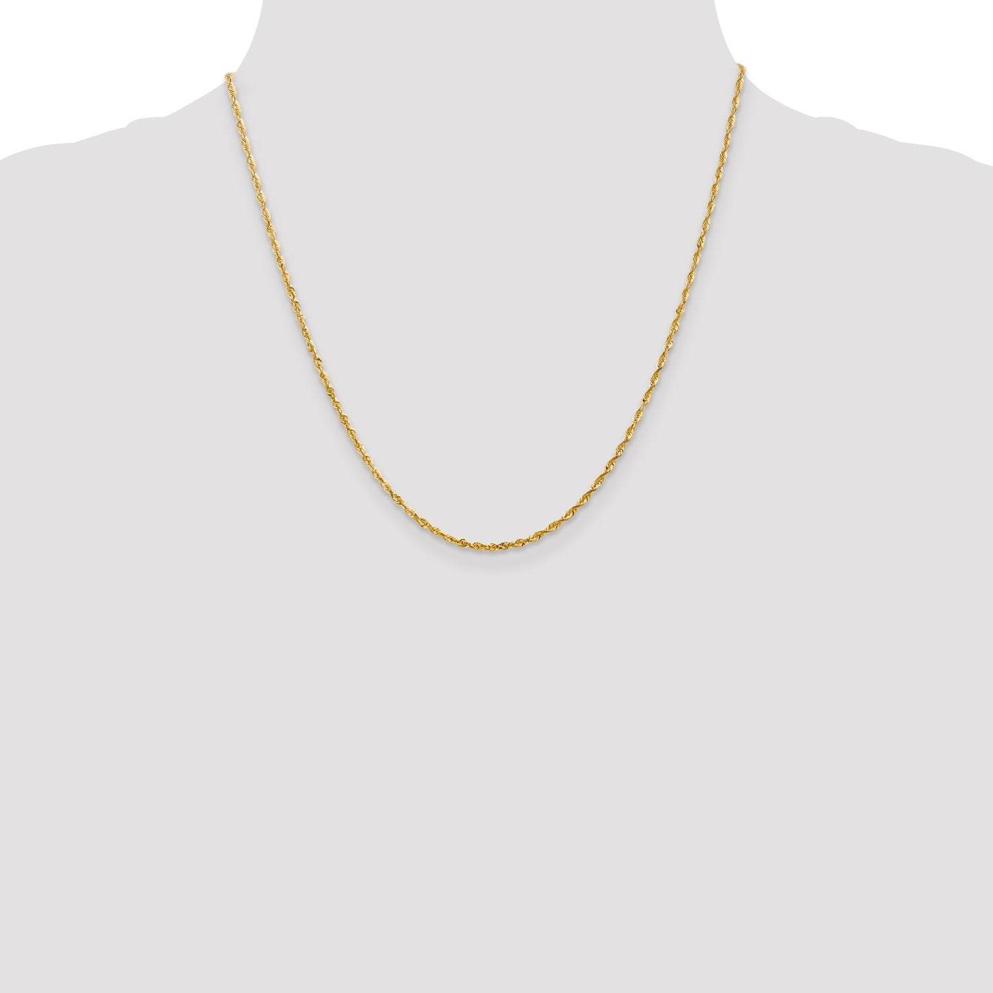 14K 20 inch 2mm Ultra Diamond-cut Rope with Lobster Clasp Chain