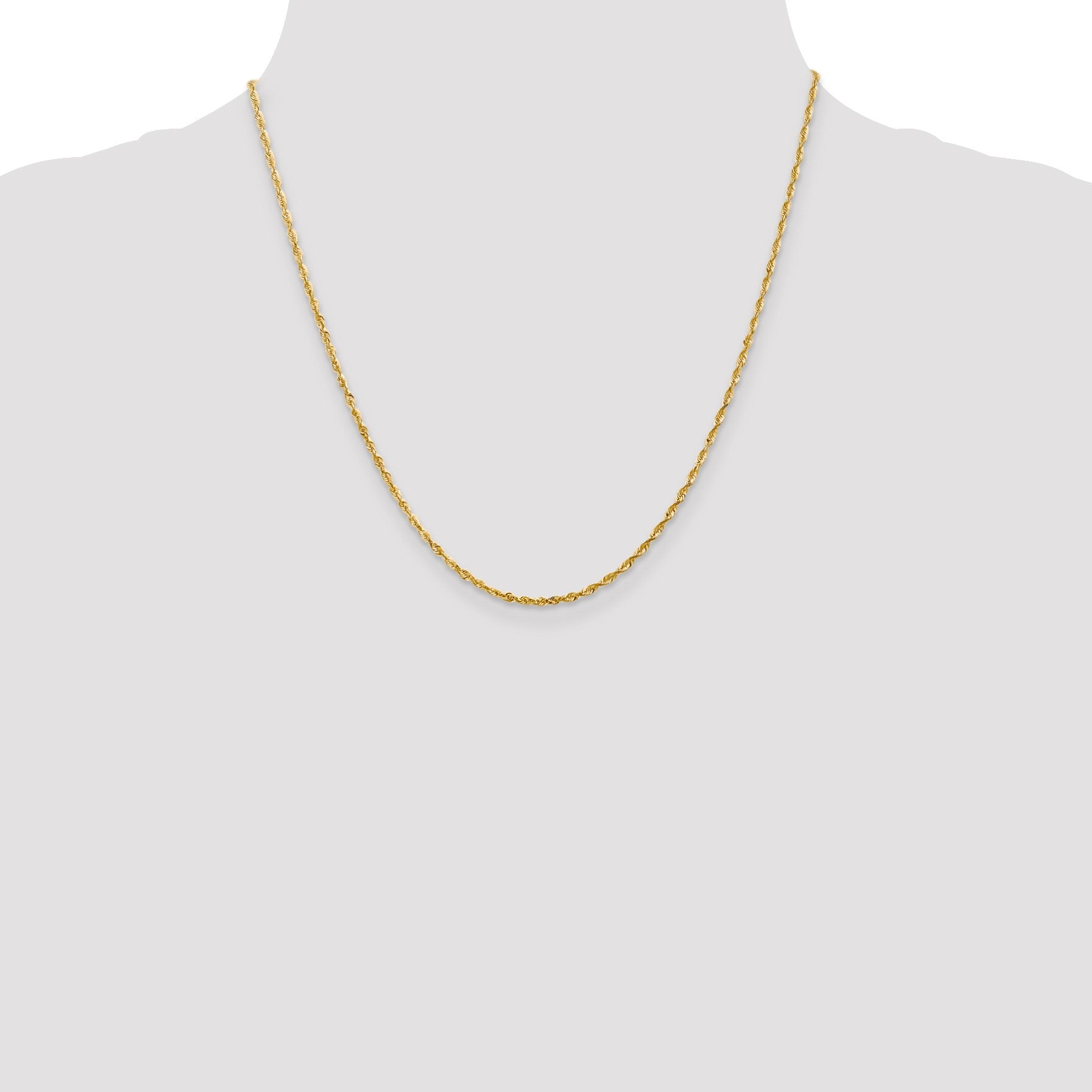14K 20 inch 2mm Ultra Diamond-cut Rope with Lobster Clasp Chain