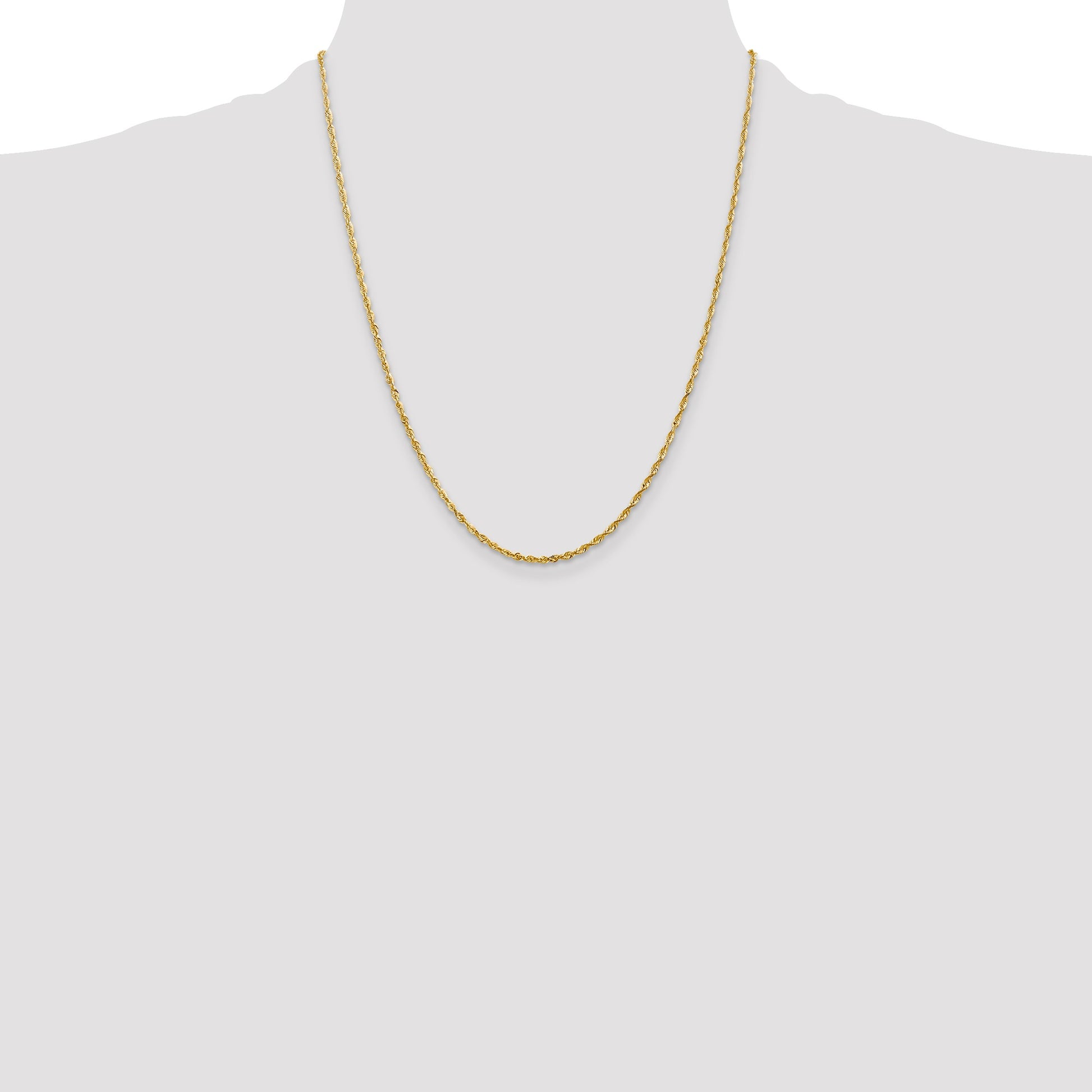 14K 22 inch 2mm Ultra Diamond-cut Rope with Lobster Clasp Chain