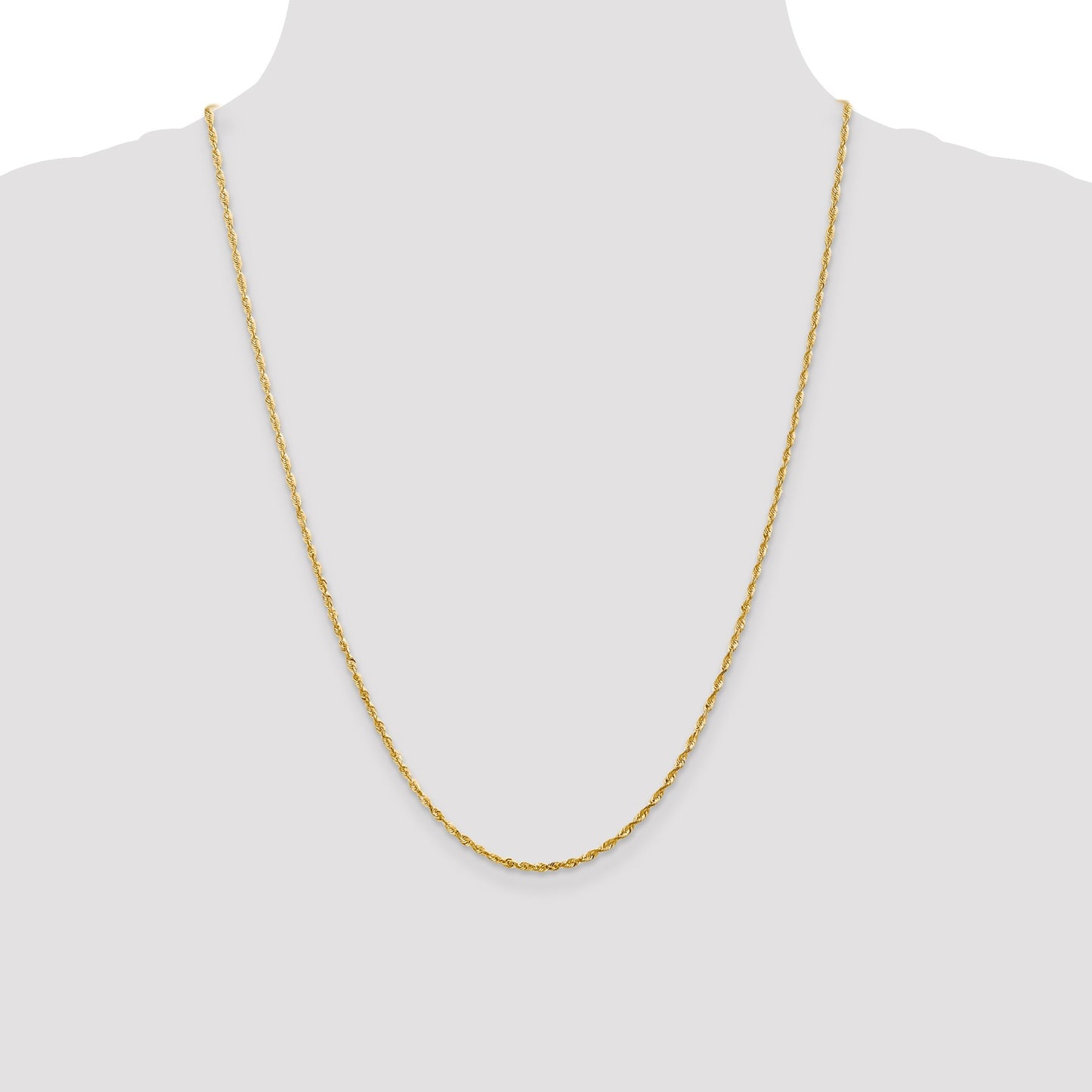 14K 24 inch 2mm Ultra Diamond-cut Rope with Lobster Clasp Chain