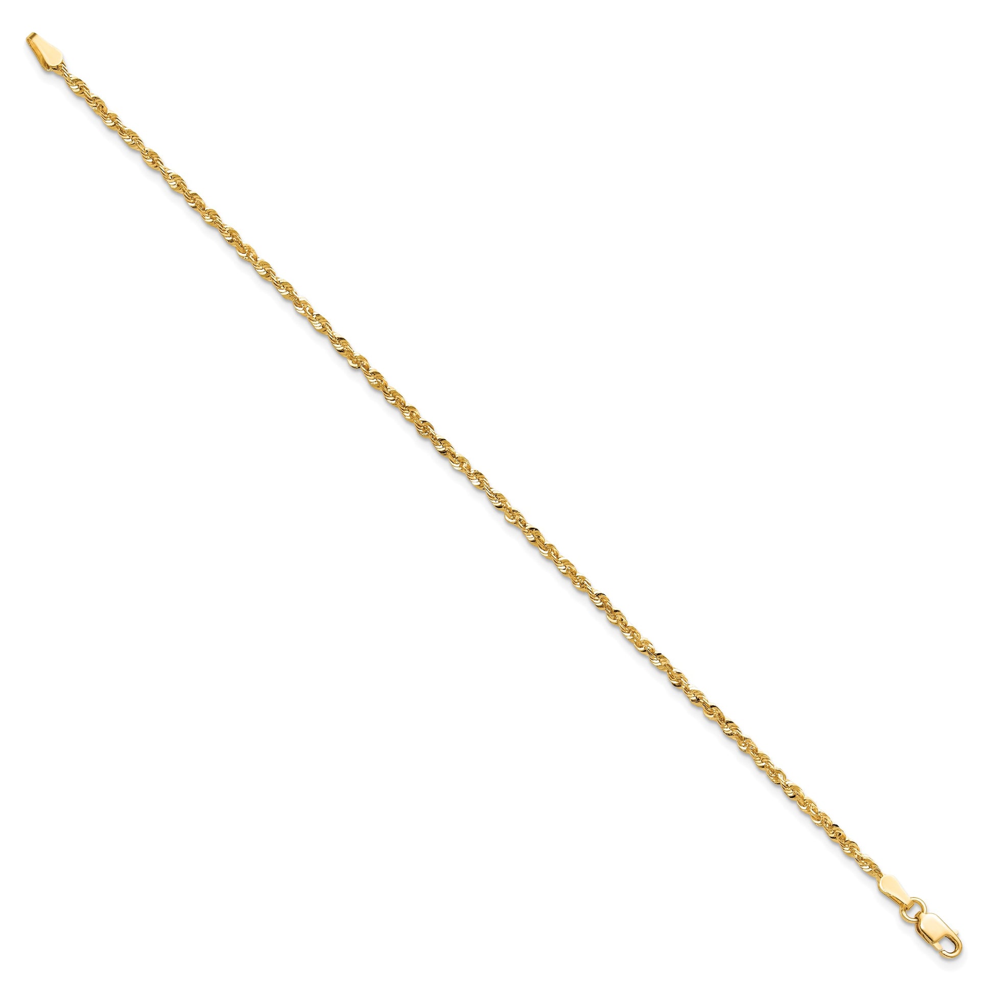 14K 8 inch 2mm Ultra Diamond-cut Rope with Lobster Clasp Chain