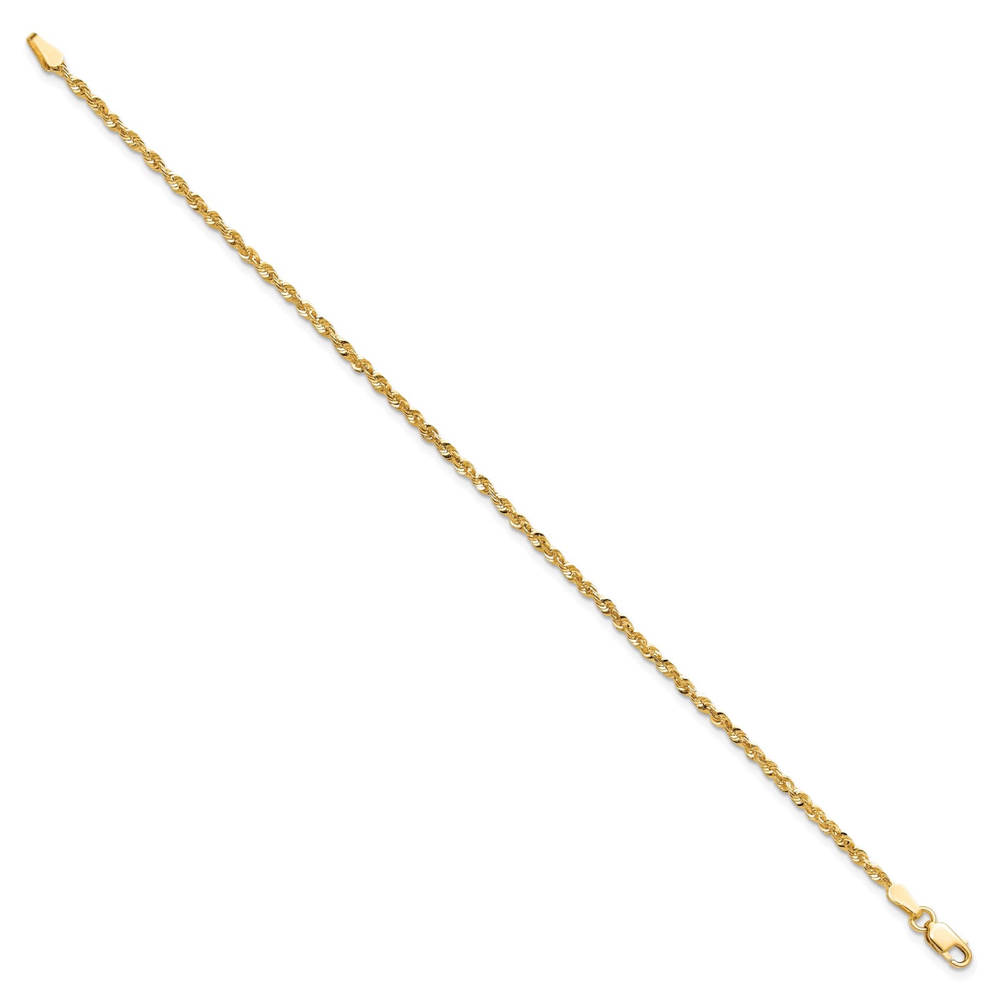 14K 7 inch 2mm Ultra Diamond-cut Rope with Lobster Clasp Chain