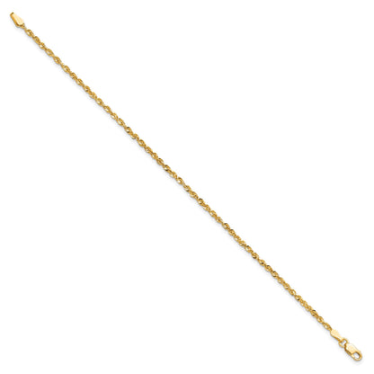 14K 7 inch 2mm Ultra Diamond-cut Rope with Lobster Clasp Chain