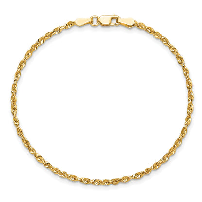 14K 9 inch 2mm Ultra Diamond-cut Rope with Lobster Clasp Anklet