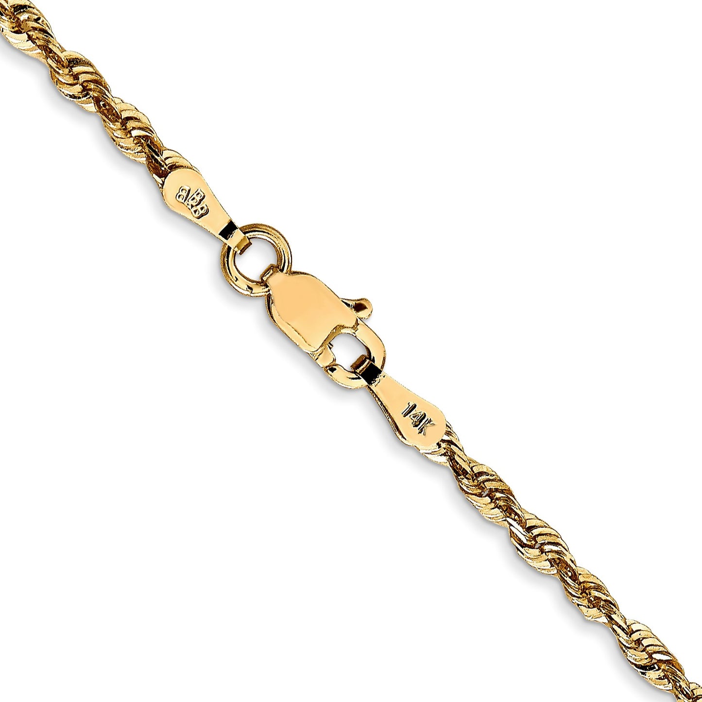 14K 16 inch 2.25mm Ultra Diamond-cut Rope with Lobster Clasp Chain