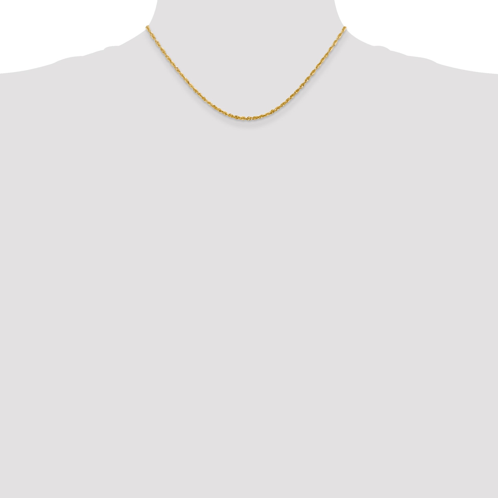 14K 16 inch 2.25mm Ultra Diamond-cut Rope with Lobster Clasp Chain