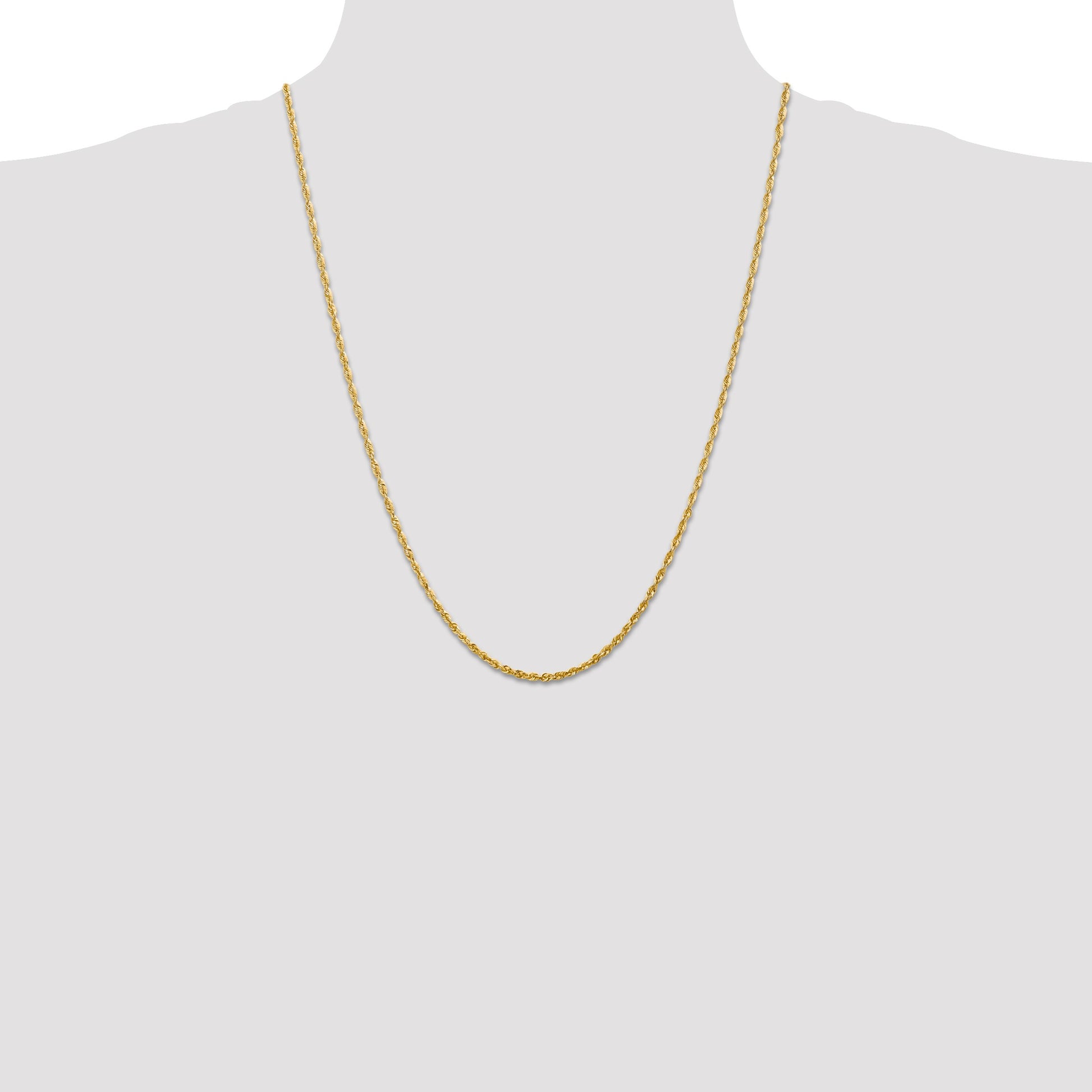 14K 24 inch 2.5mm Ultra Diamond-cut Rope with Lobster Clasp Chain