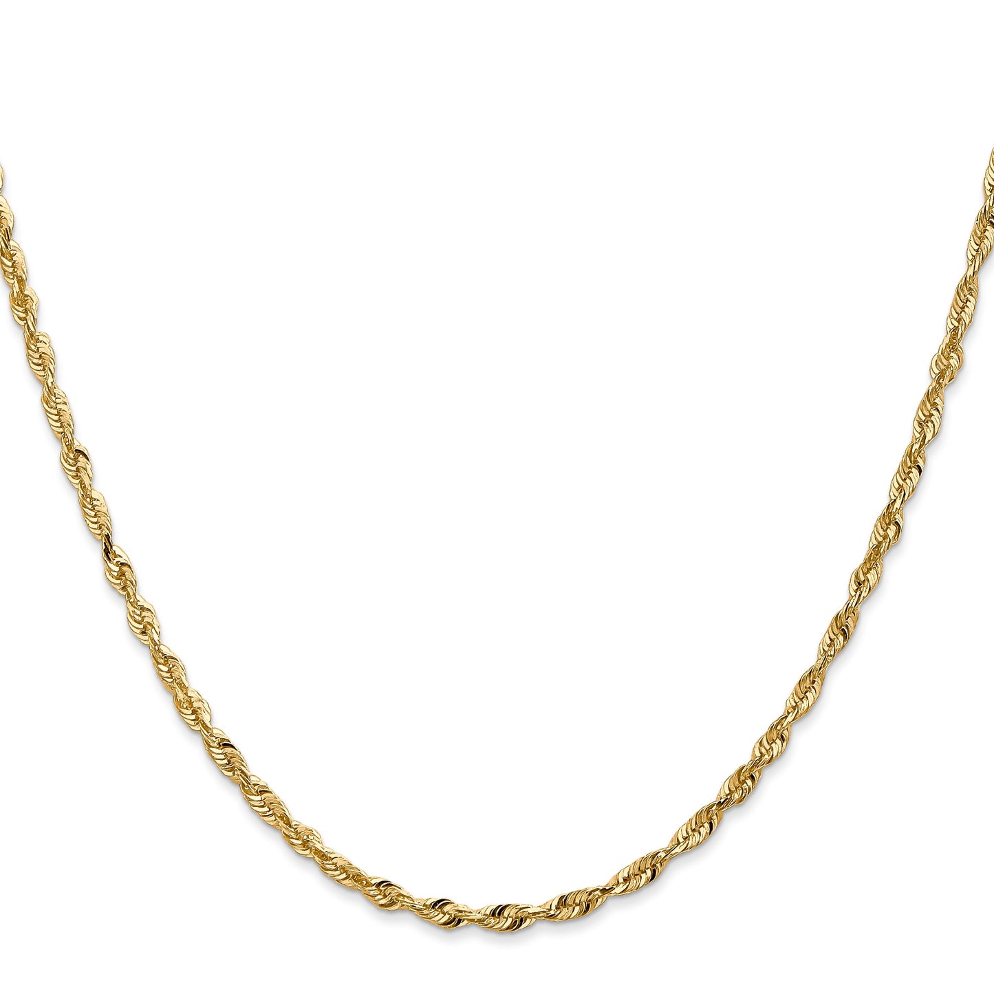 14K 20 inch 2.5mm Ultra Diamond-cut Rope with Lobster Clasp Chain