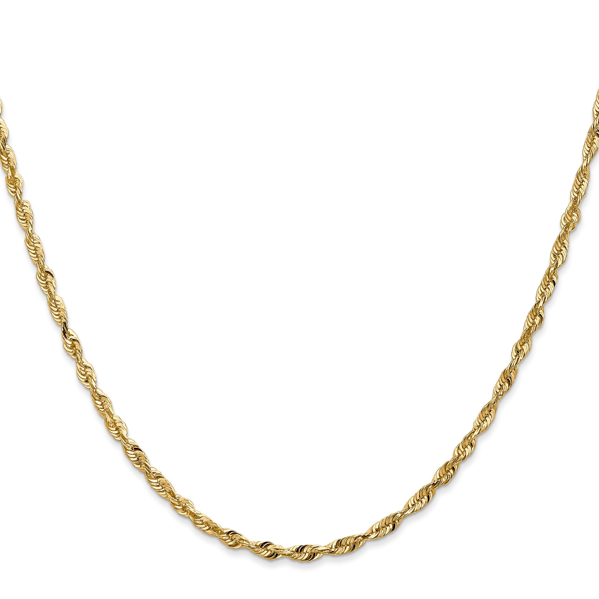 14K 20 inch 2.5mm Ultra Diamond-cut Rope with Lobster Clasp Chain