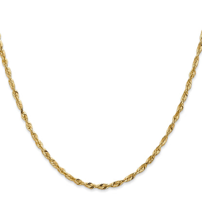 14K 20 inch 2.5mm Ultra Diamond-cut Rope with Lobster Clasp Chain