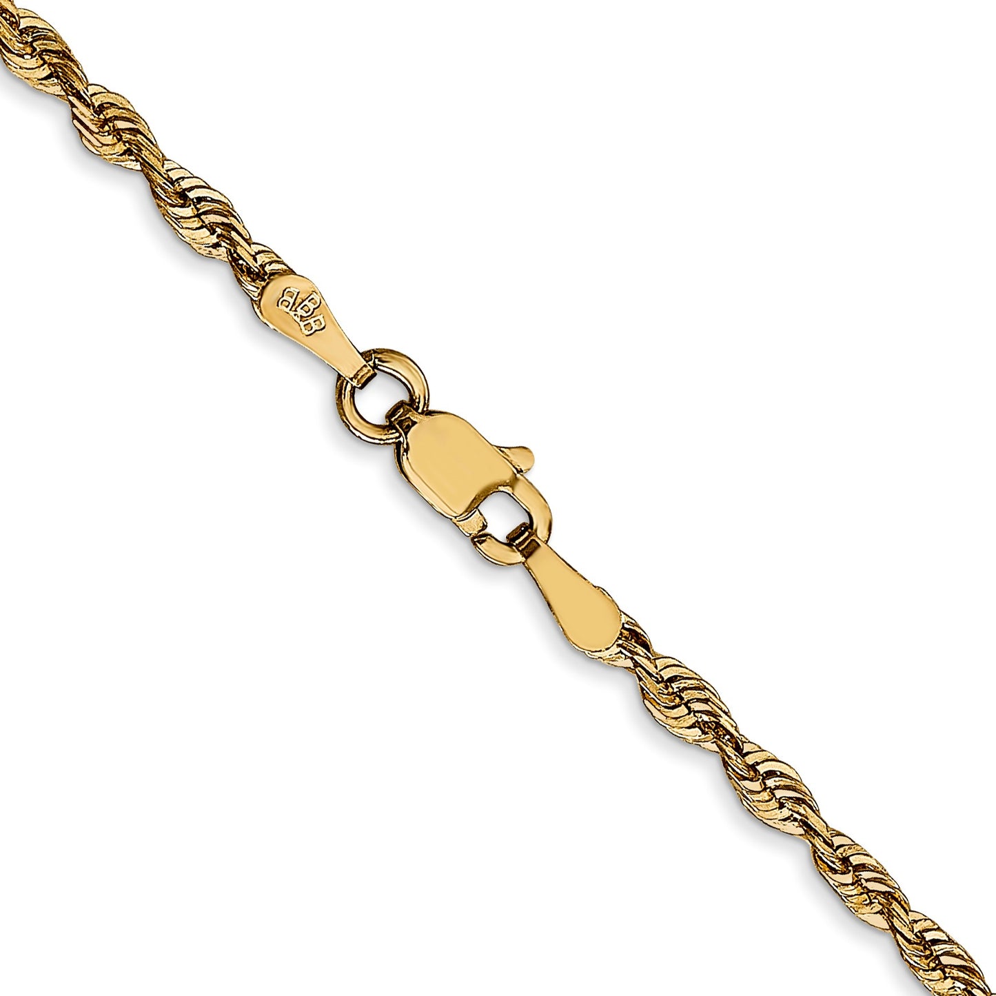 14K 20 inch 2.5mm Ultra Diamond-cut Rope with Lobster Clasp Chain