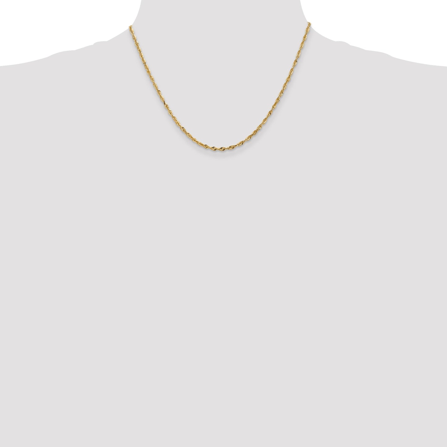 14K 18 inch 2.5mm Ultra Diamond-cut Rope with Lobster Clasp Chain