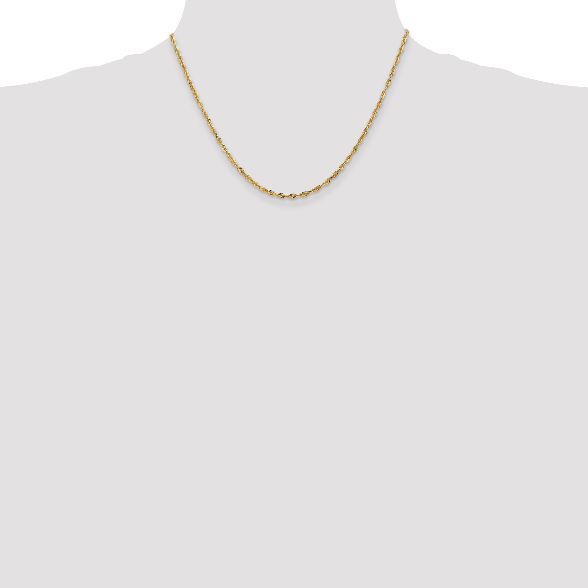 14K 18 inch 2.5mm Ultra Diamond-cut Rope with Lobster Clasp Chain