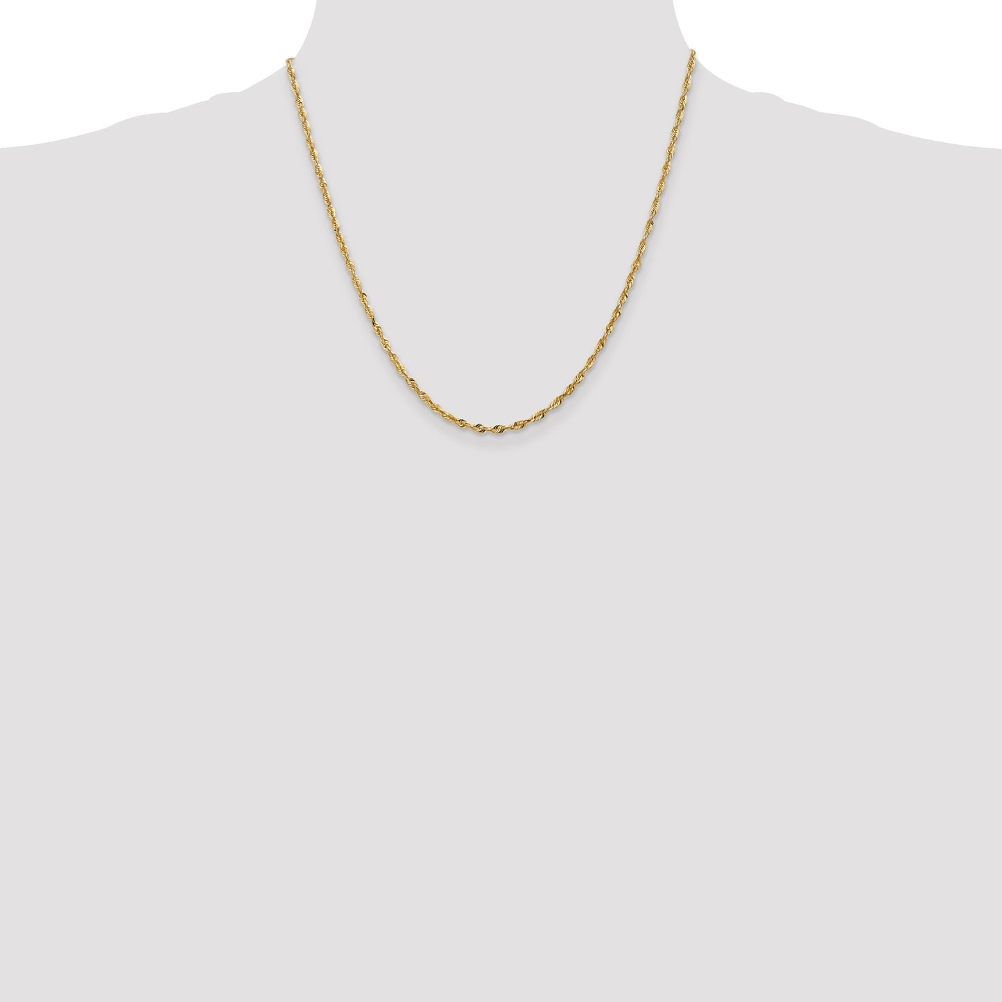 14K 20 inch 2.5mm Ultra Diamond-cut Rope with Lobster Clasp Chain