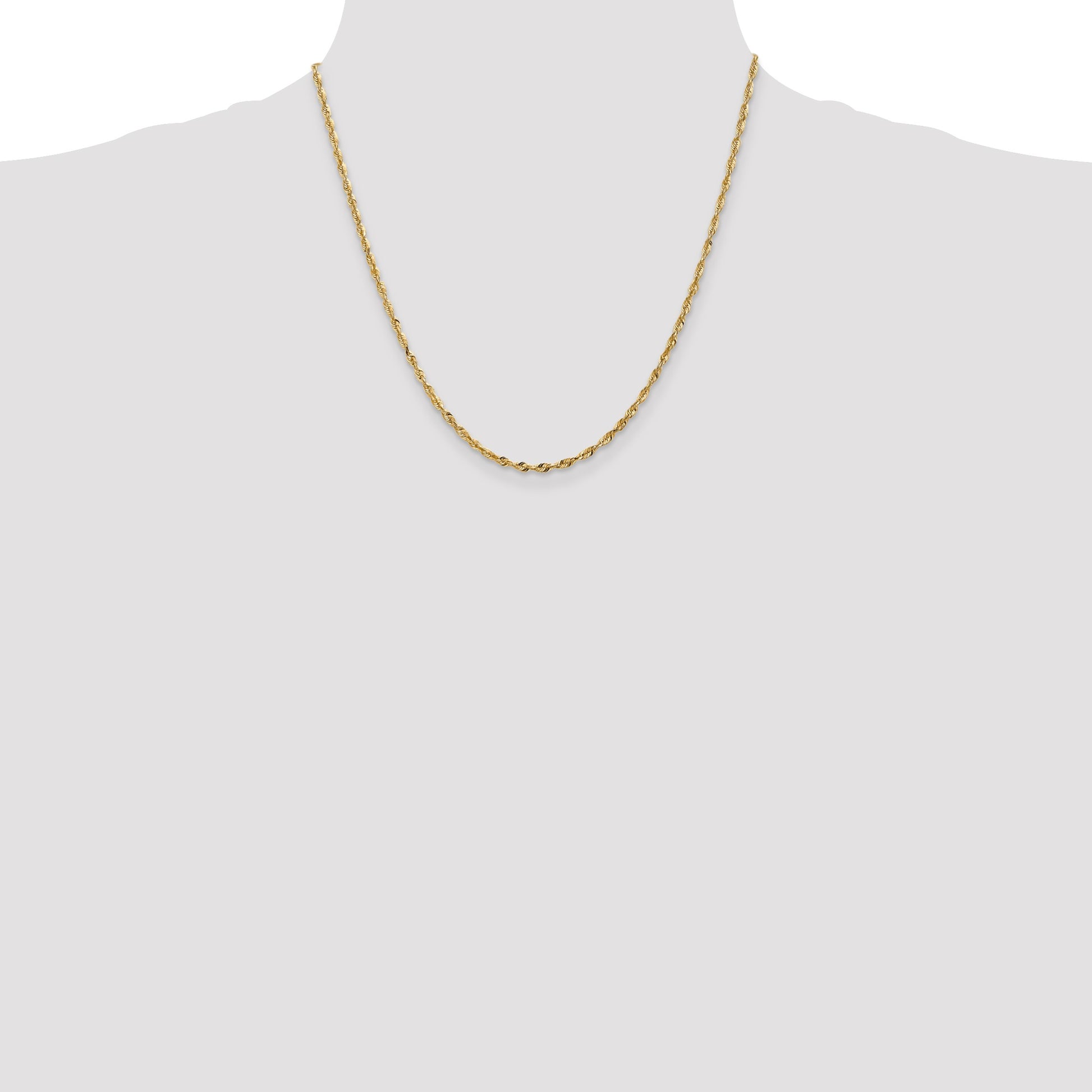 14K 20 inch 2.5mm Ultra Diamond-cut Rope with Lobster Clasp Chain
