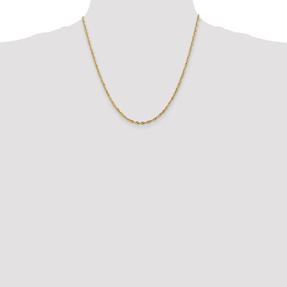 14K 20 inch 2.5mm Ultra Diamond-cut Rope with Lobster Clasp Chain