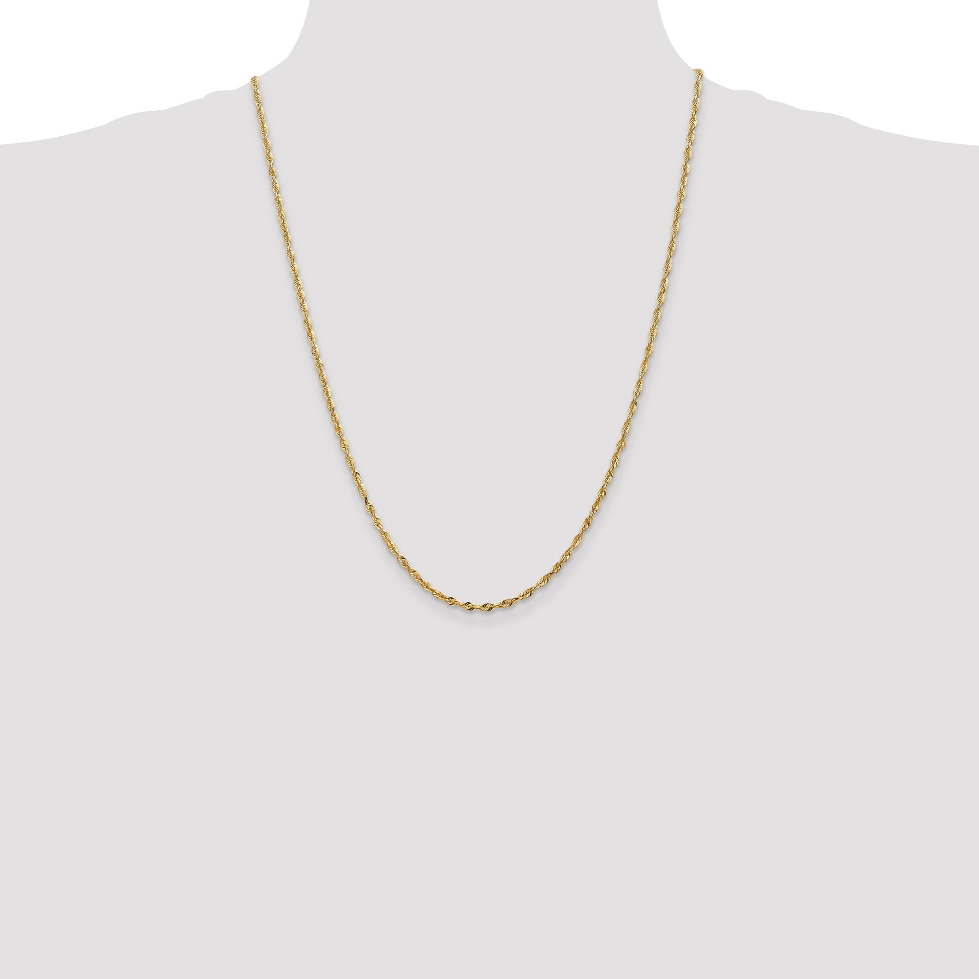 14K 24 inch 2.5mm Ultra Diamond-cut Rope with Lobster Clasp Chain