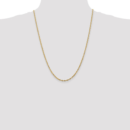 14K 24 inch 2.5mm Ultra Diamond-cut Rope with Lobster Clasp Chain