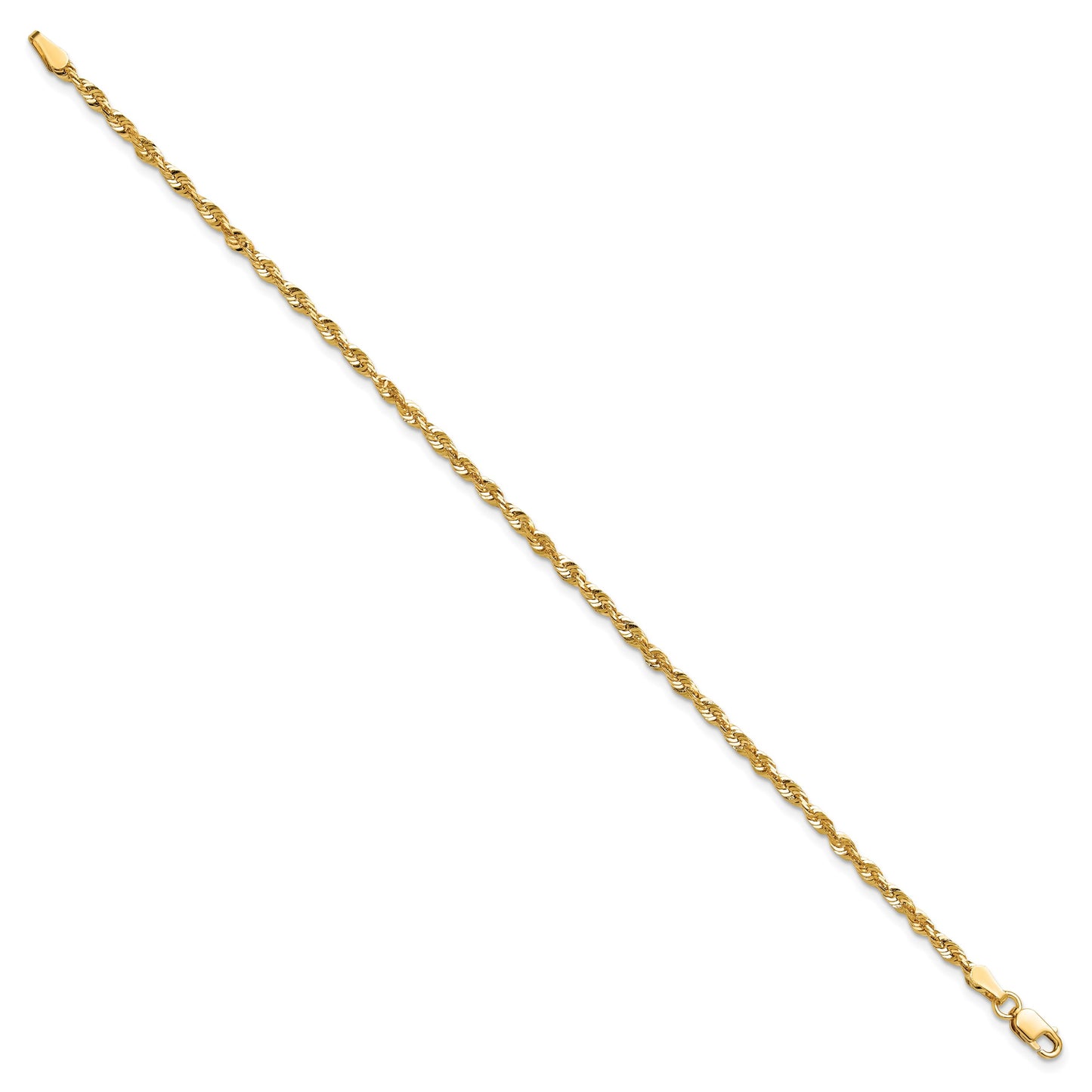 14K 8 inch 2.5mm Ultra Diamond-cut Rope with Lobster Clasp Chain