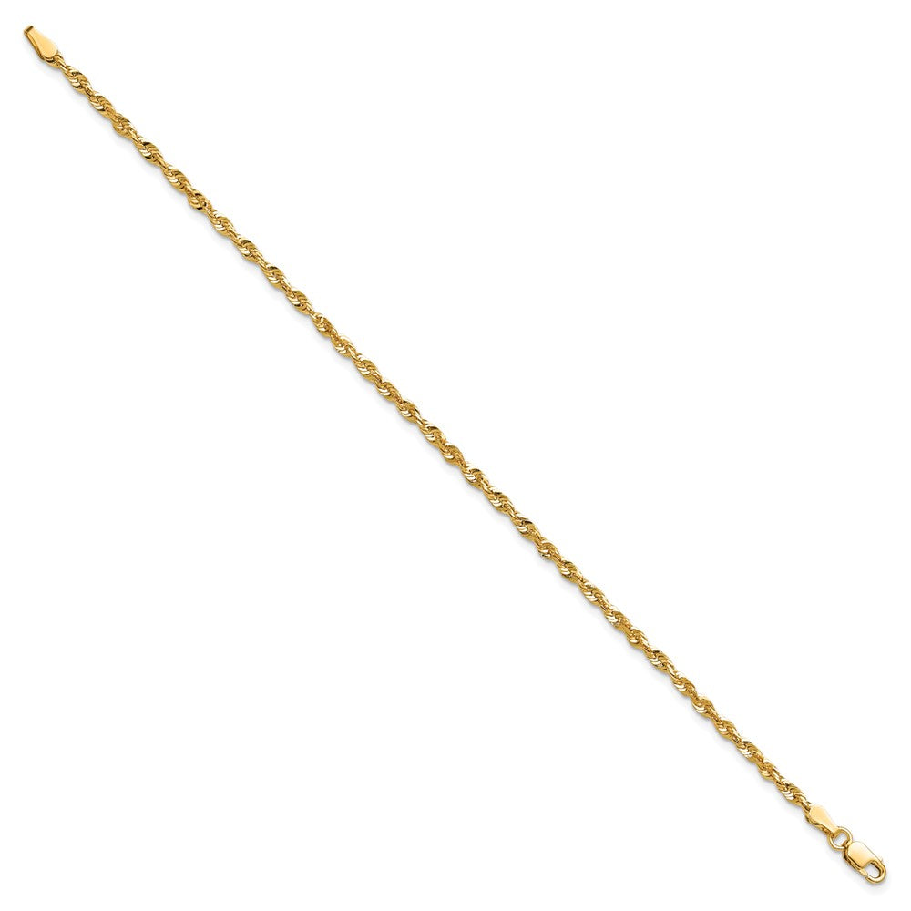 14K 10 inch 2.5mm Extra Light Diamond-cut Rope with Lobster Clasp Anklet