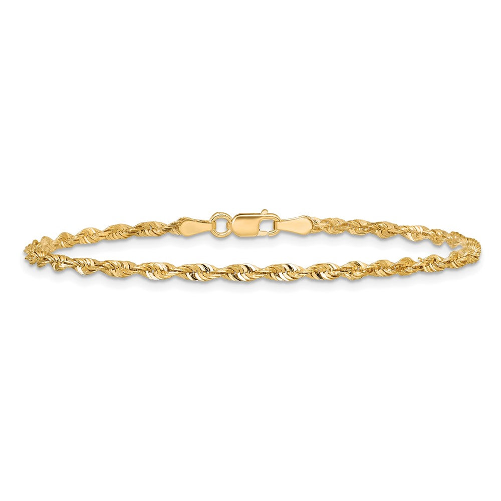 14K 10 inch 2.5mm Extra Light Diamond-cut Rope with Lobster Clasp Anklet