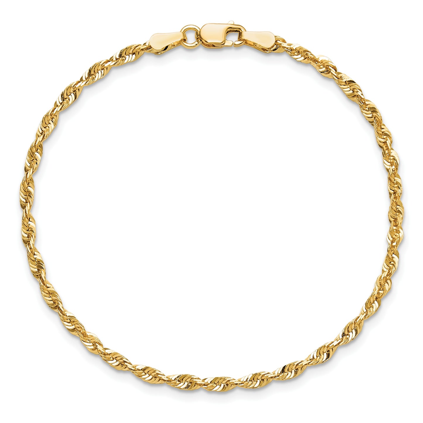 14K 10 inch 2.5mm Ultra Diamond-cut Rope with Lobster Clasp Anklet