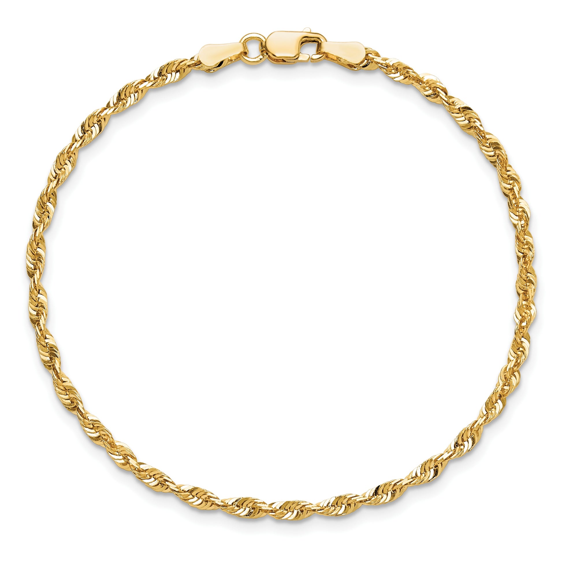 14K 8 inch 2.5mm Ultra Diamond-cut Rope with Lobster Clasp Chain