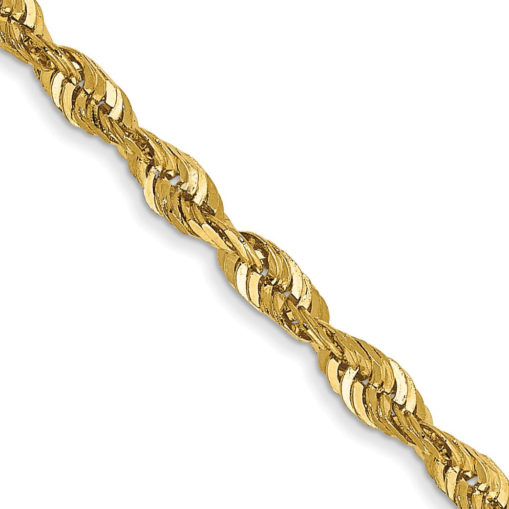 14K 20 inch 2.5mm Ultra Diamond-cut Rope with Lobster Clasp Chain