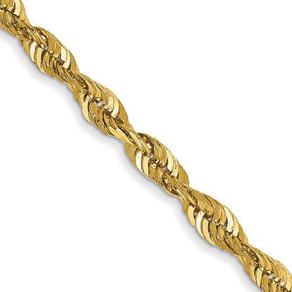 14K 20 inch 2.5mm Ultra Diamond-cut Rope with Lobster Clasp Chain