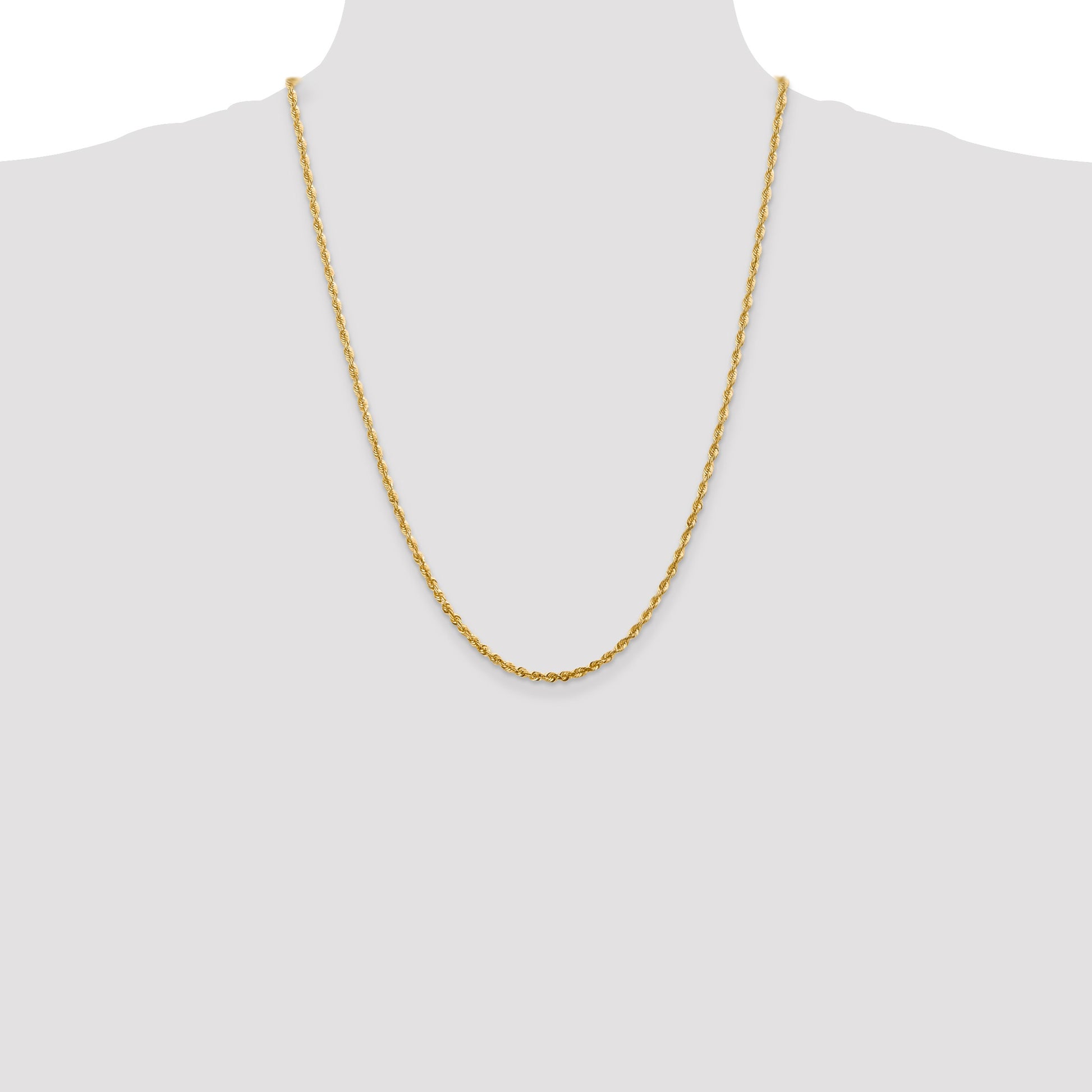 14K 24 inch 2.75mm Ultra Diamond-cut Rope with Lobster Clasp Chain