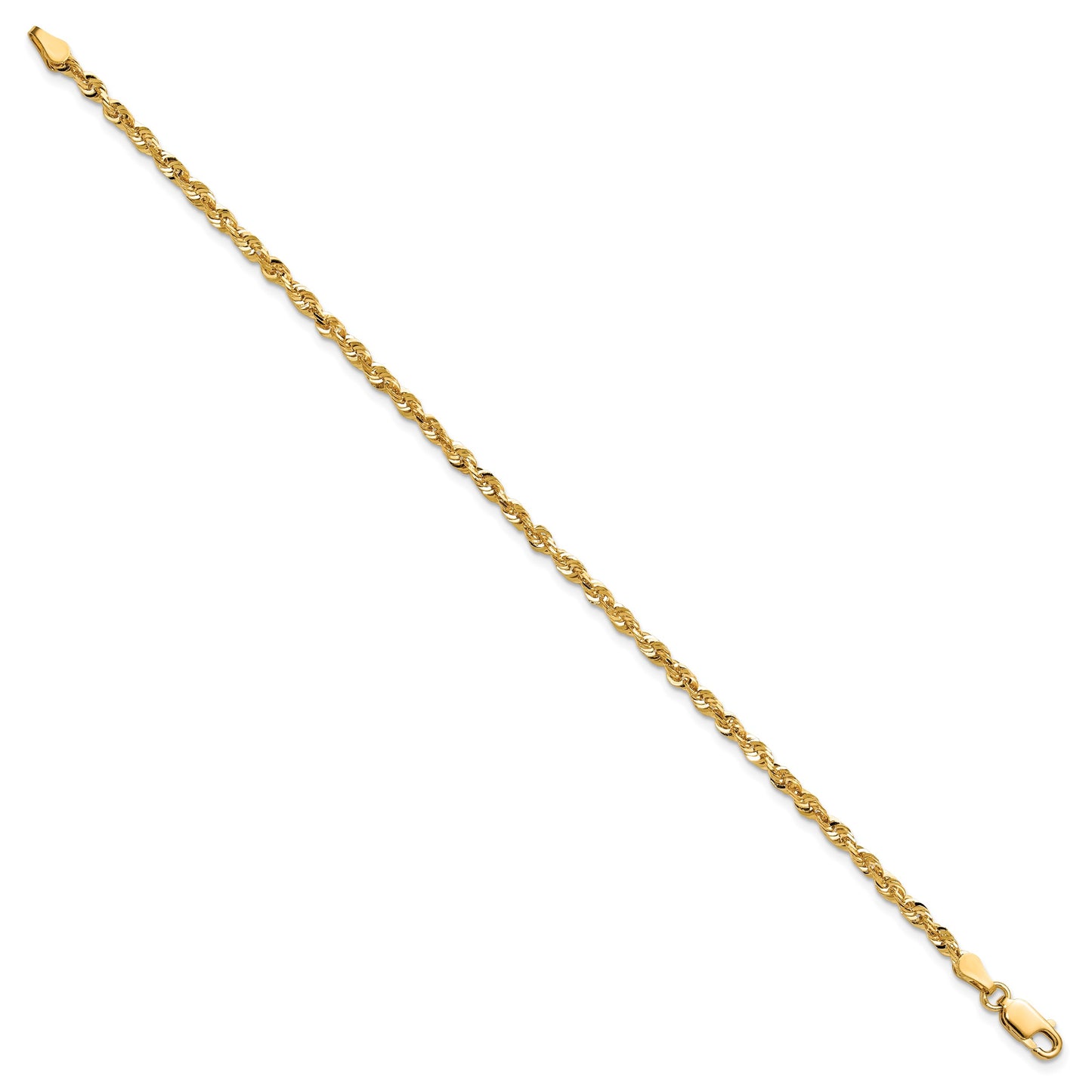 14K 9 inch 2.75mm Ultra Diamond-cut Rope with Lobster Clasp Anklet