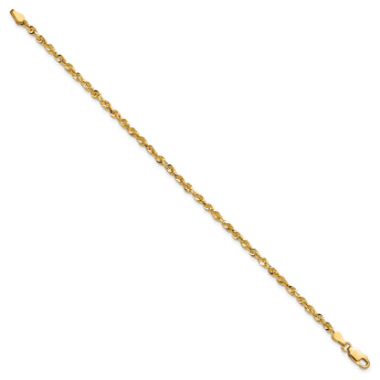 14K 8 inch 2.75mm Ultra Diamond-cut Rope with Lobster Clasp Chain