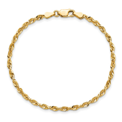 14K 9 inch 2.75mm Ultra Diamond-cut Rope with Lobster Clasp Anklet