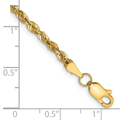 14K 8 inch 2.75mm Ultra Diamond-cut Rope with Lobster Clasp Chain