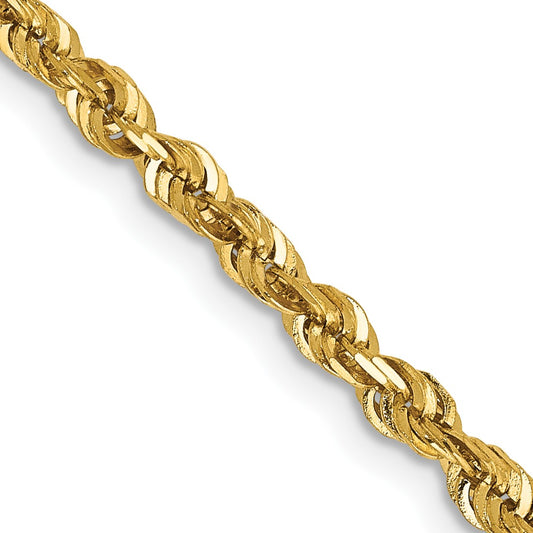 14K 24 inch 2.75mm Ultra Diamond-cut Rope with Lobster Clasp Chain