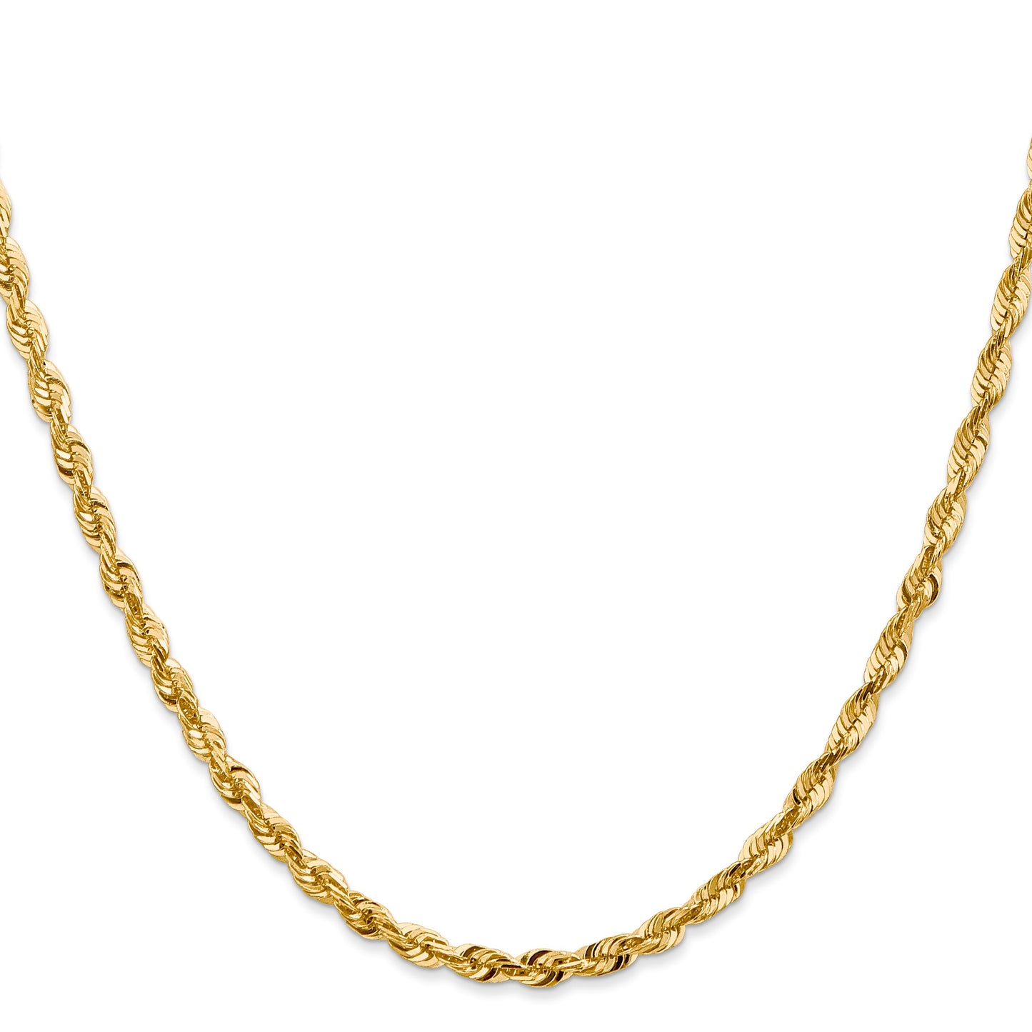 14K 22 inch 4mm Ultra Diamond-cut Rope with Lobster Clasp Chain