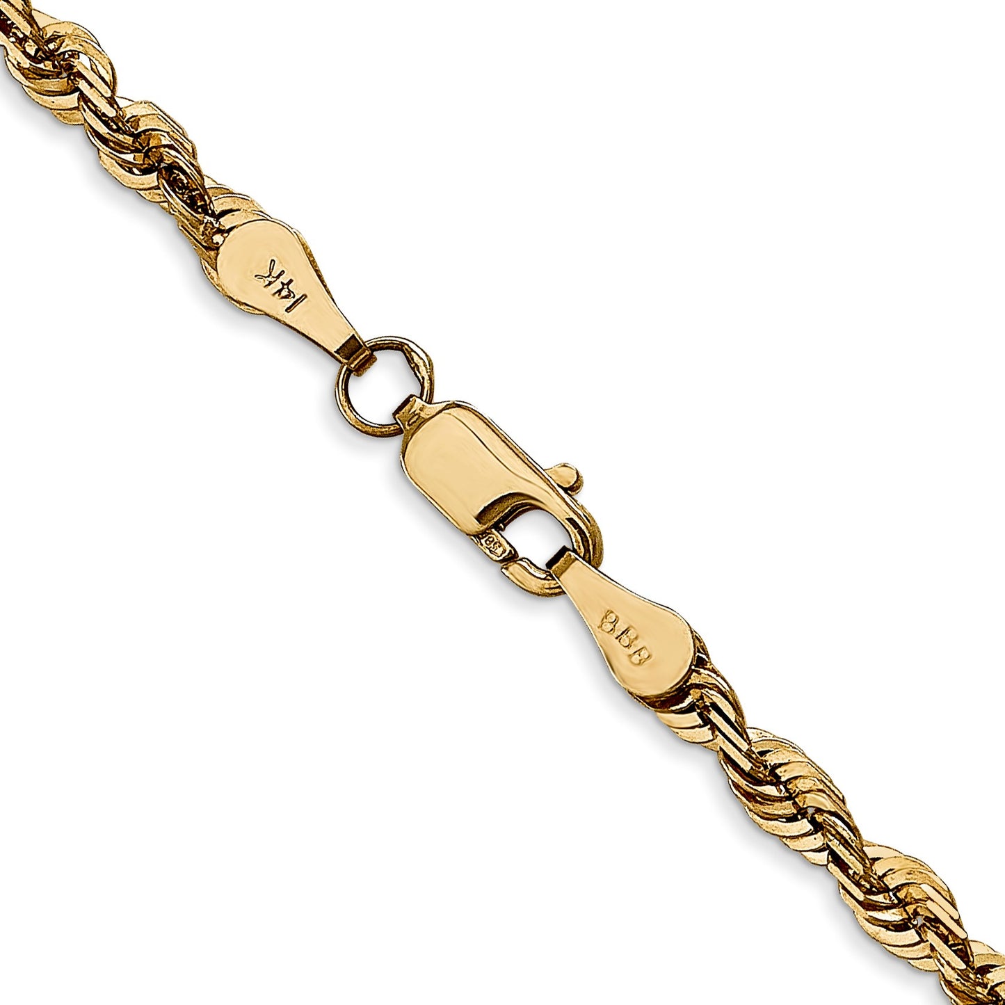 14K 22 inch 4mm Ultra Diamond-cut Rope with Lobster Clasp Chain
