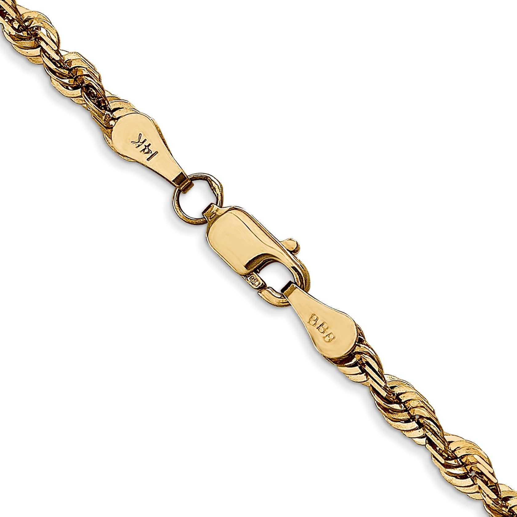 14K 22 inch 4mm Ultra Diamond-cut Rope with Lobster Clasp Chain